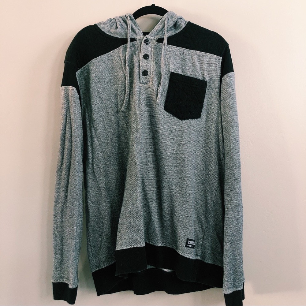 Ezekiel Mens Grey and Black Hoodie